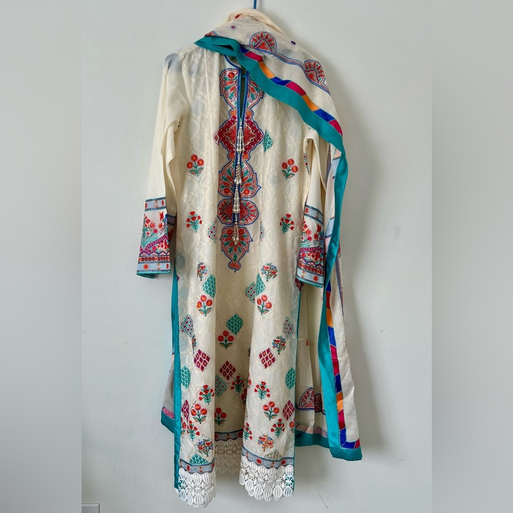 Colorful Embroidered shirt with dupatta